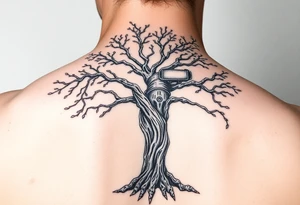 steam punk tree machine tattoo idea