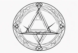 Simplistic symbol large delta inside a circle made from chain and whip elements tattoo idea