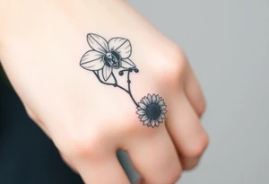 Orchid and sunflower tattoo idea