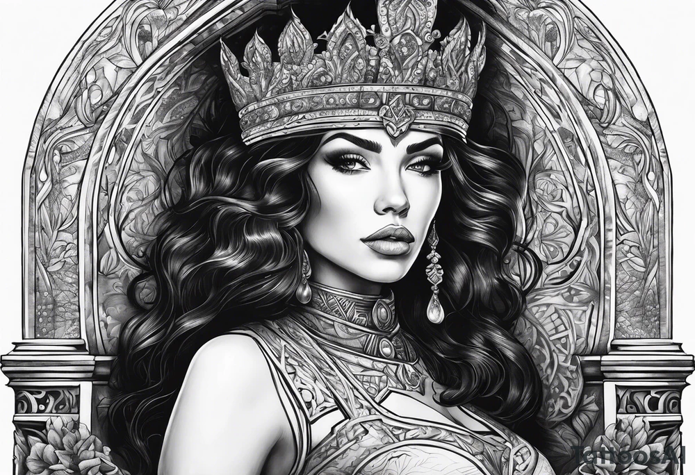 Woman on throne tattoo idea
