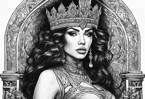 Woman on throne tattoo idea