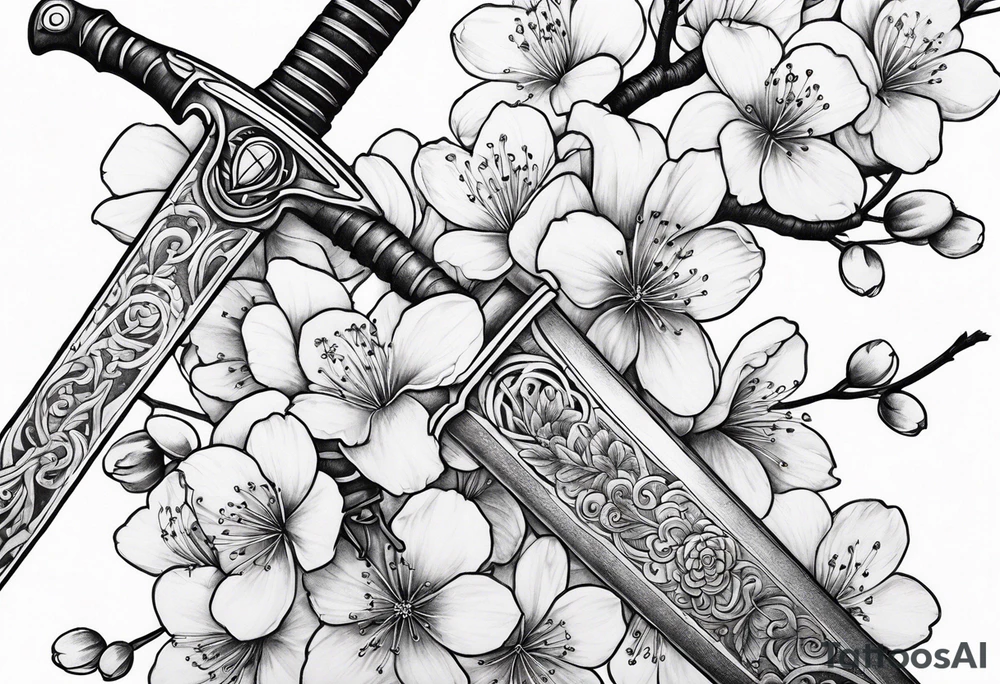 Sword and cherry blossom tattoo idea