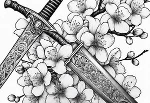 Sword and cherry blossom tattoo idea