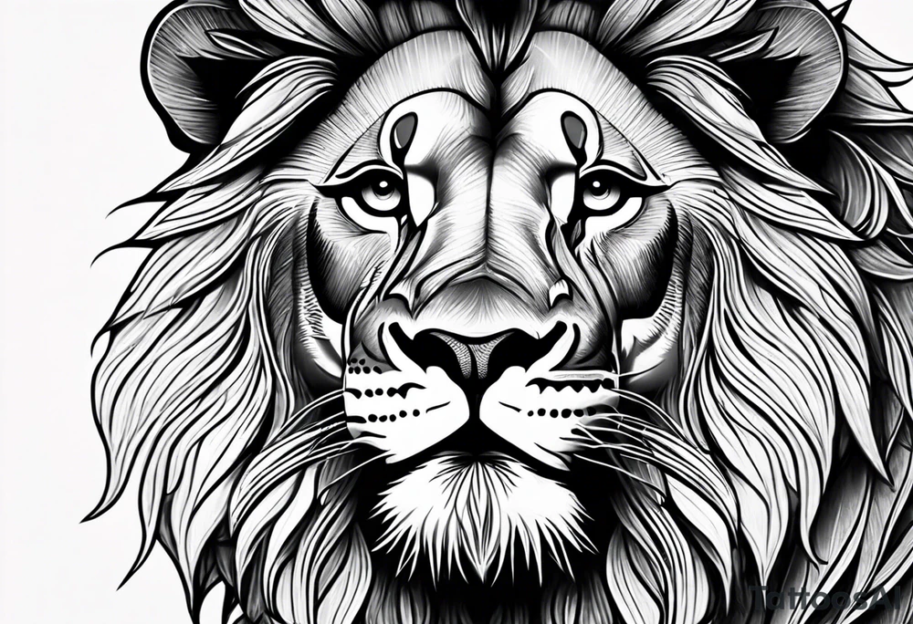 Lion flowers tattoo idea