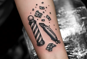 Barber pole and clipper with raining money 
THIS IS MY DREAM tattoo idea