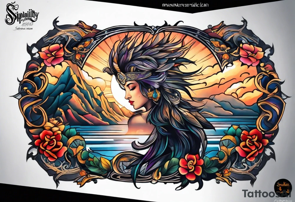 Forearm sleeve spirituality tattoo idea