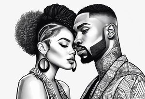 Black man and women together tattoo idea