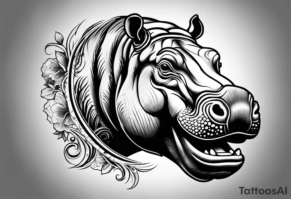 Hippopotamus tattoo idea