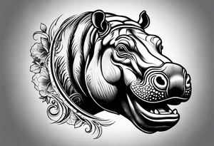 Hippopotamus tattoo idea