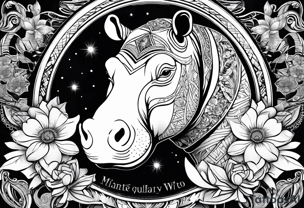 Hippo, flowers, moon, interstella,
fine lines, tribal, geometric tattoo idea Hippo, flowers, moon, interstella,
fine lines, tribal, geometric tattoo idea