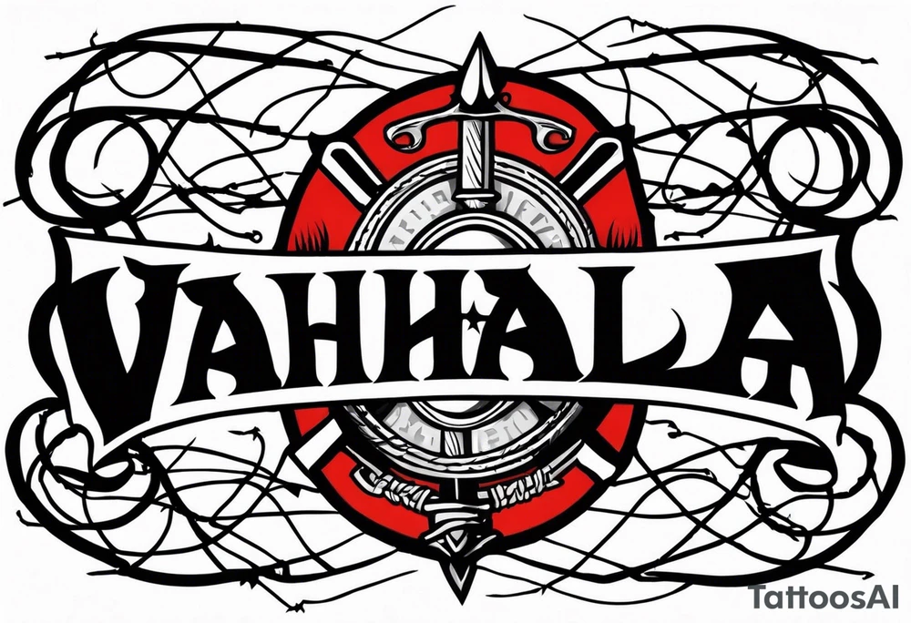 Valhalla sword shield barb wire tattoo idea