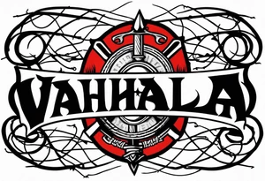 Valhalla sword shield barb wire tattoo idea