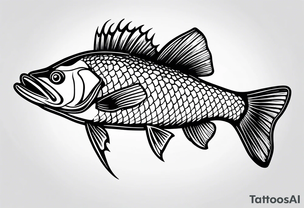 walleye line work tattoo idea