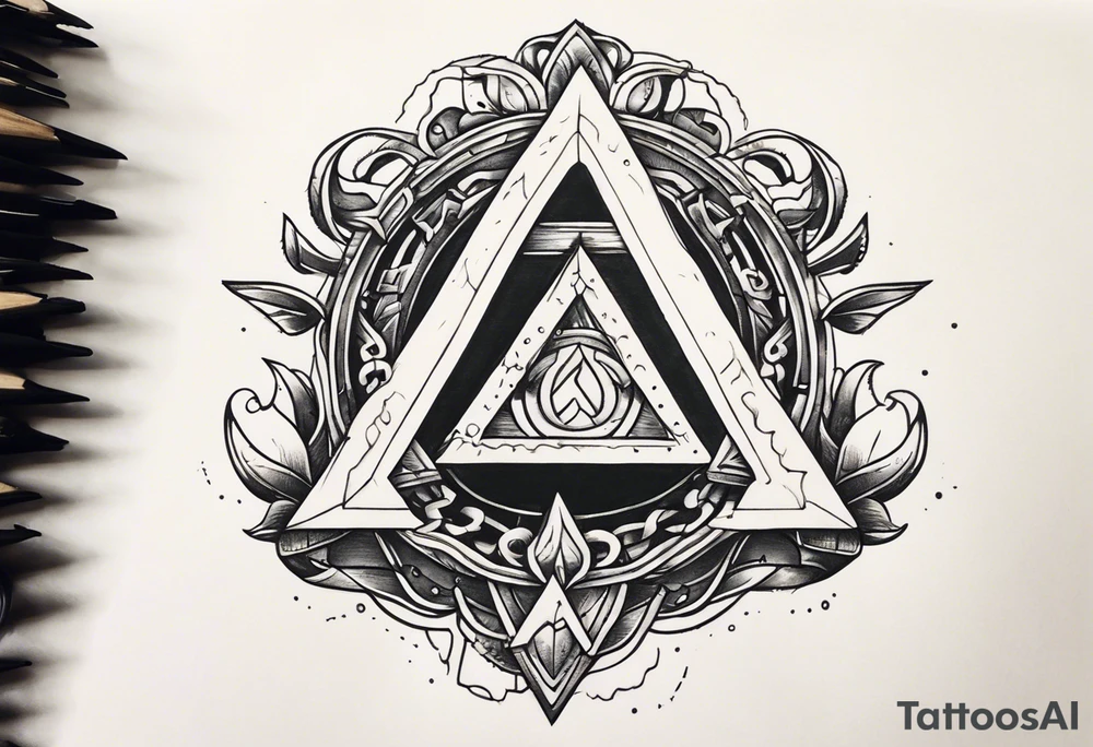 simple letter delta inside a locked chain tattoo idea