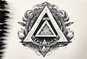 simple letter delta inside a locked chain tattoo idea