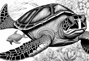 turtle and whale Hawaii tattoo idea