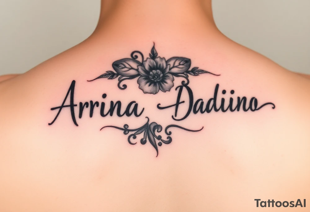 My kids names- Ariana Adrian Dominic in gangster prison art tattoo idea