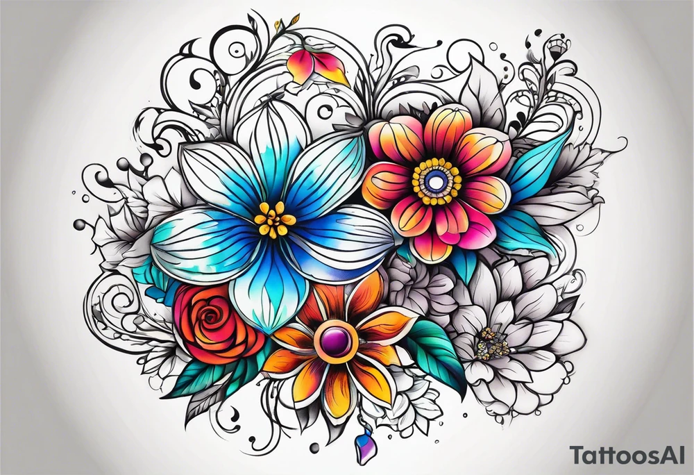 ornaments of flowers tattoo idea