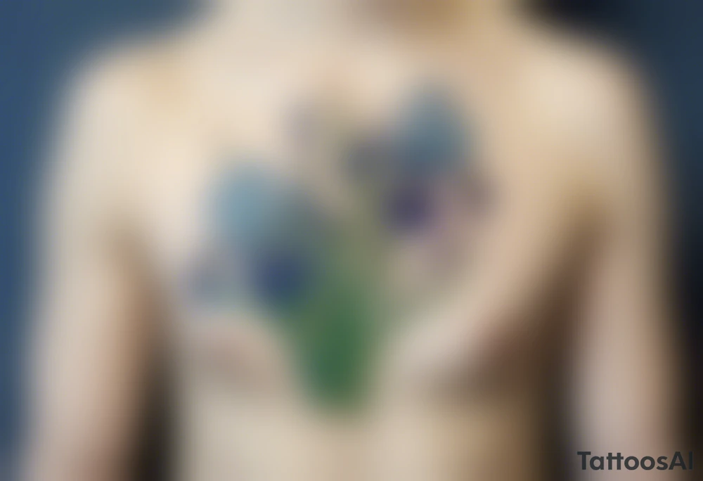 Create a small Vincent van Gogh Irises tattoo. The tattoo should take the form of a crescent, with vines gracefully intertwining at a central point in the middle of the wreath. Ensure that the design avoids the appearance of a bush and maintains a more structured and deliberate arrangement. The intended placement is on the upper chest. The overall design should be small in size while maintaining a delicate and artistic aesthetic. Pay attention to the graceful flow of the vines and the placement of the irises to achieve a refined and elegant look. tattoo idea