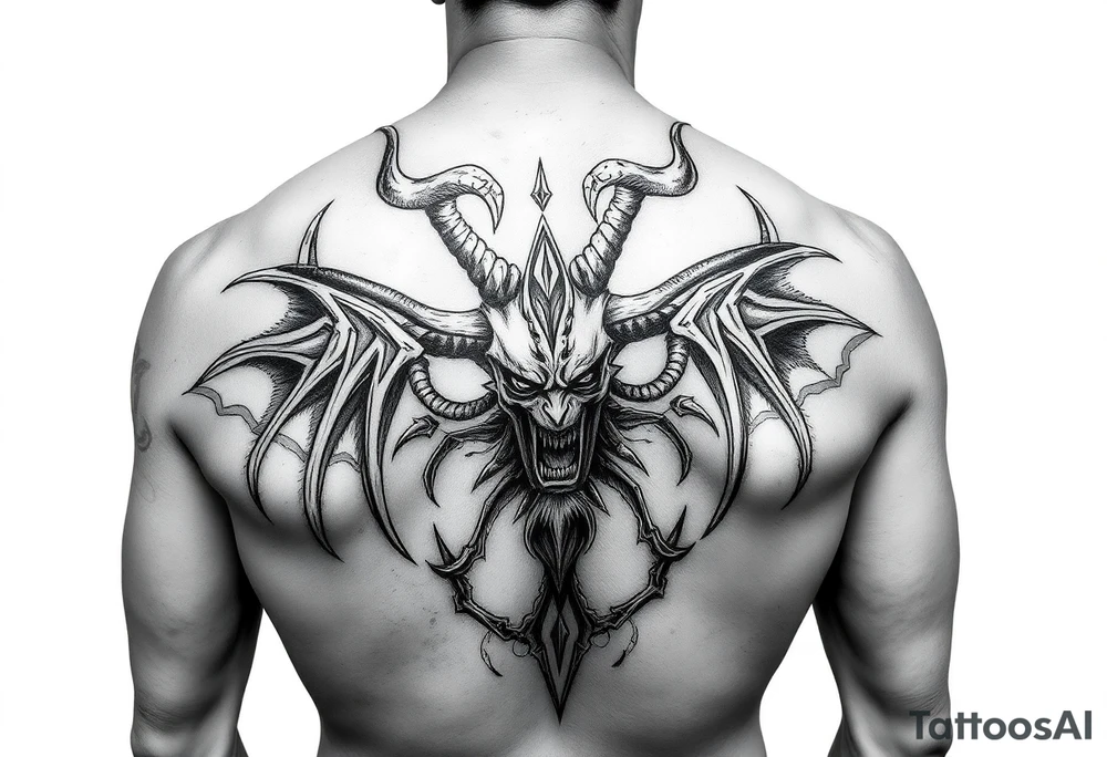 Joshua Esquivel/capricorn/strong and demonic full back  and body tattoo idea