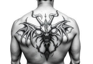 Joshua Esquivel/capricorn/strong and demonic full back  and body tattoo idea