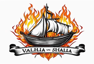 valhalla sword  funeral boat on fire tattoo idea