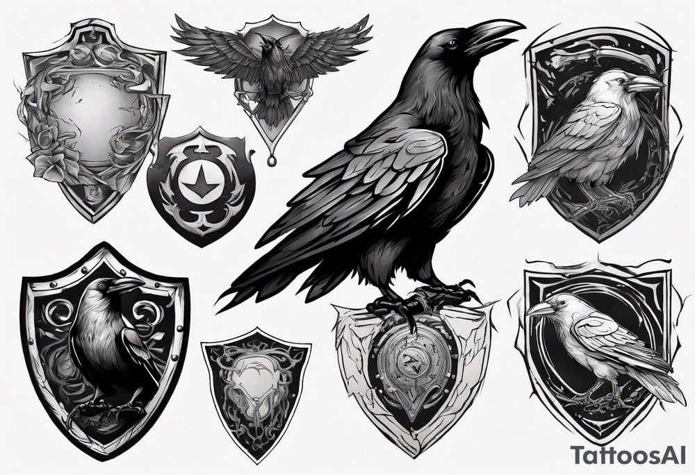 Raven on a shield tattoo idea