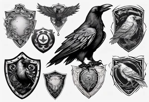 Raven on a shield tattoo idea