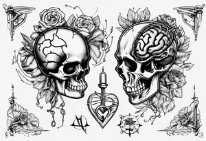 Heart and brain anchored tattoo idea