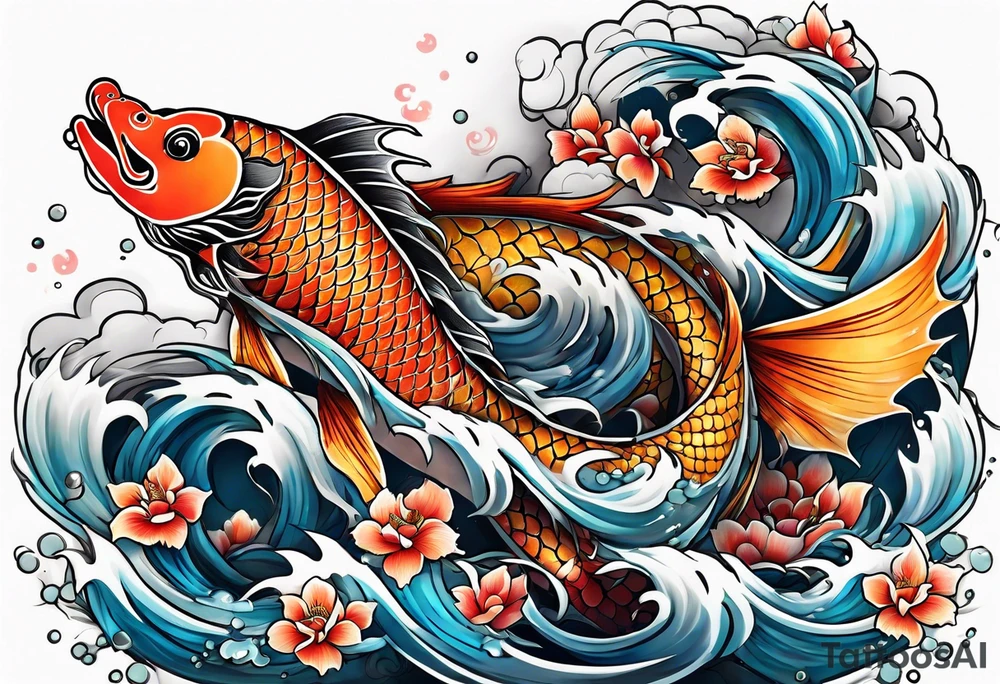 koi fish and dragon tattoo idea