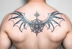 Masculine beautiful realistic dragon with celtic star tattoo idea