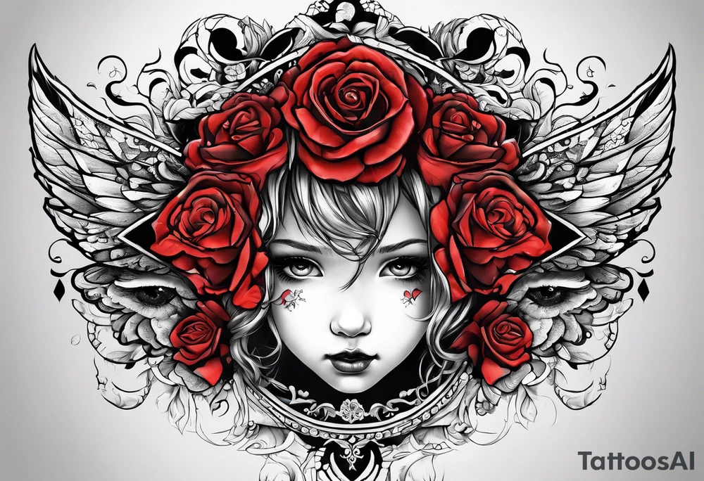 black and red childhood trauma tattoo idea
