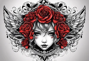 black and red childhood trauma tattoo idea