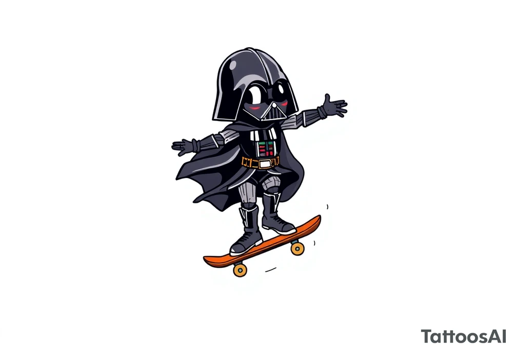 Skateboarding Darth Vader tattoo idea
