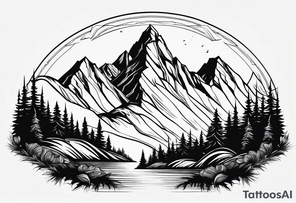 Mountain outline single line tattoo idea