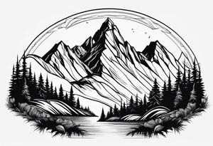Mountain outline single line tattoo idea