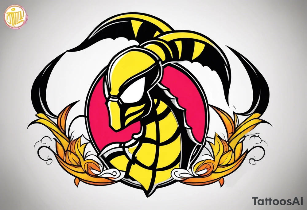 Iconic character Scorpion from Mortal Kombat game tattoo idea