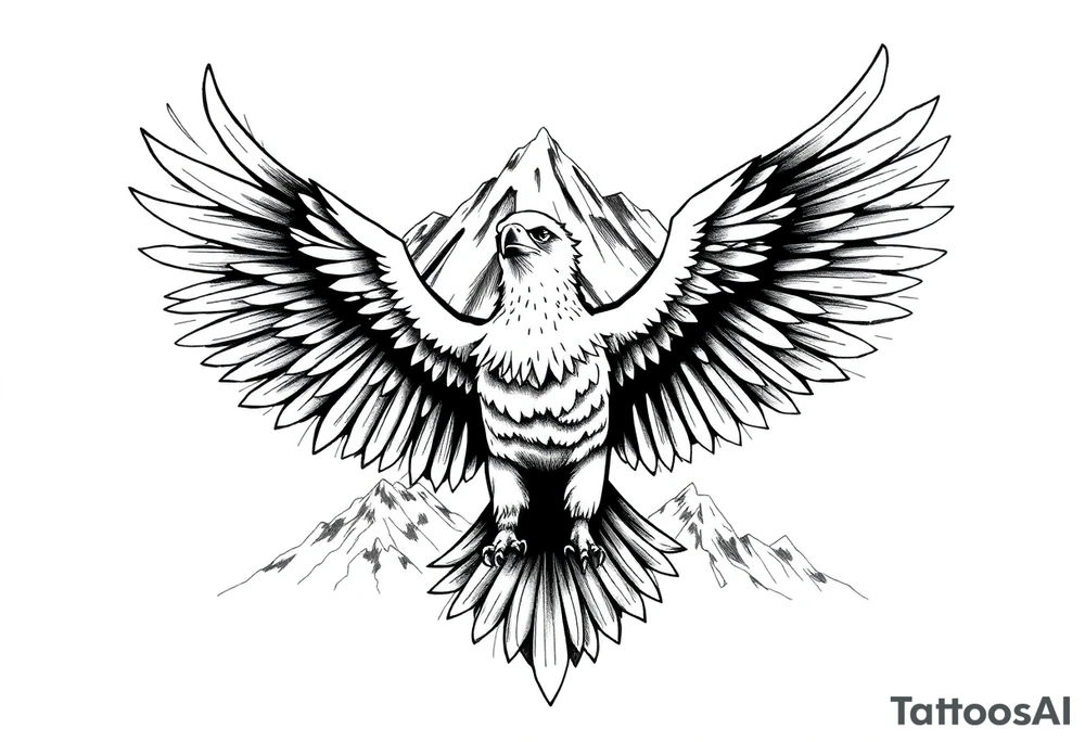majestic eagle spreading wings against mountain peaks tattoo idea majestic eagle spreading wings against mountain peaks tattoo idea