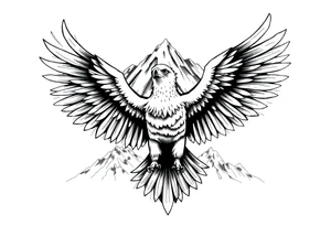 majestic eagle spreading wings against mountain peaks tattoo idea