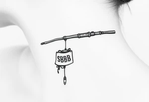 Old fishing rod with something showcasing South Carolina BBQ dangling from it tattoo idea