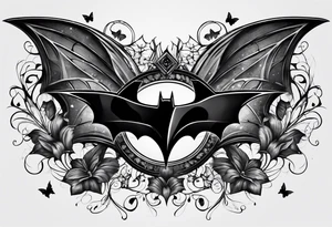 Batman symbol with butterflies all around it for a forearm tattoo tattoo idea