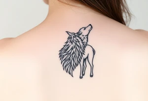 Wolf and sheep as one hybrid 
animal tattoo idea