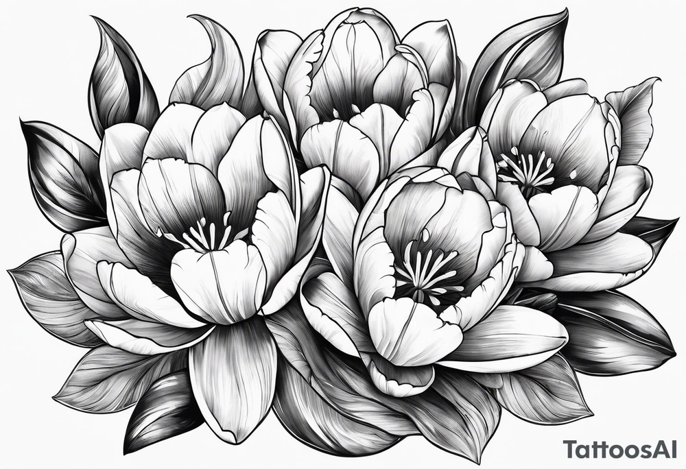 Tulips and water lilies tattoo idea