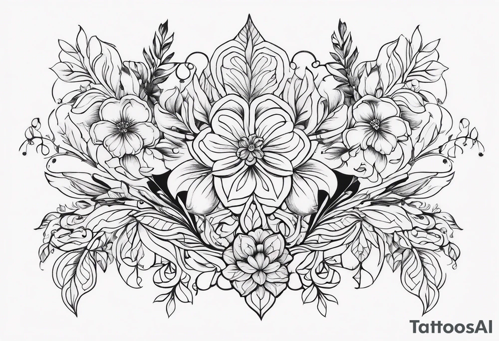 ornaments of flowers tattoo idea