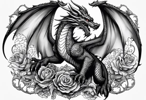 Family of five dragons, Mother with wings spread tattoo idea