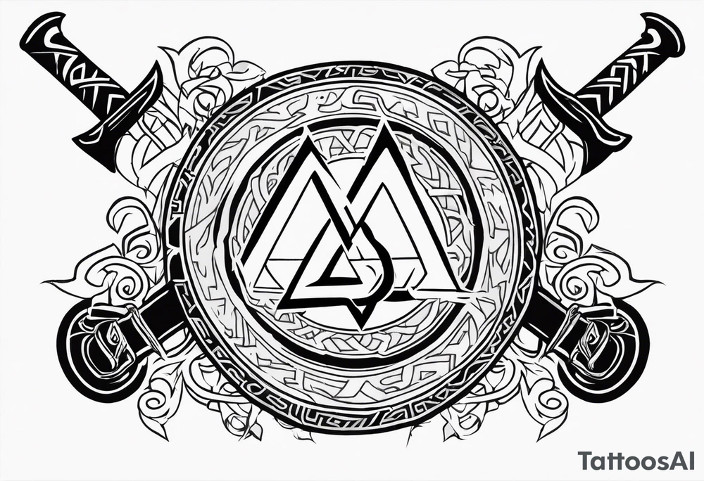 Valhalla shield sword valknut axe tattoo idea