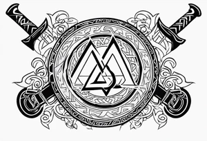 Valhalla shield sword valknut axe tattoo idea