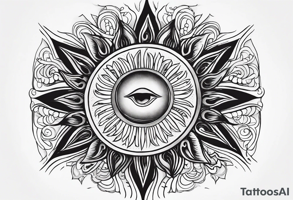 a simple sun with eyes and mouth tattoo idea