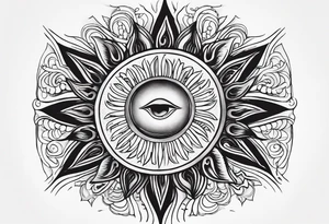 a simple sun with eyes and mouth tattoo idea