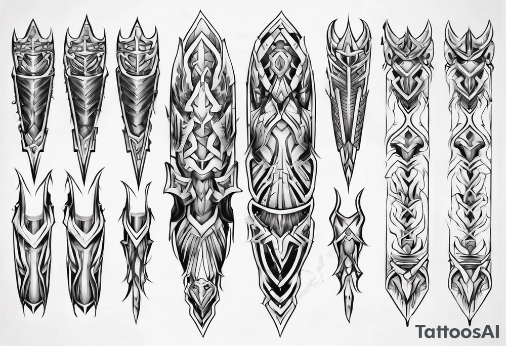 Leg armor symmetrical tattoo idea